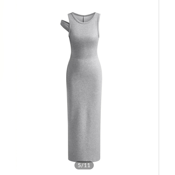 Asymmetrical Crew Neck Split Maxi Dress - Picture 5 of 7